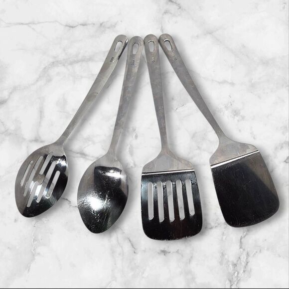 Wolfgang Puck Stainless Steel Utensil Set Lot of 4 Heavy Duty Spatulas Spoons - Picture 2 of 10